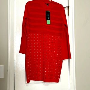 NWT SWNY Red Petite Women Mini Sweater Dress Size PXL